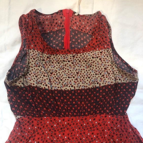Free People Tank Sleeveless Red Multi Color Mini Swing Dress Size 0 - Picture 2 of 8